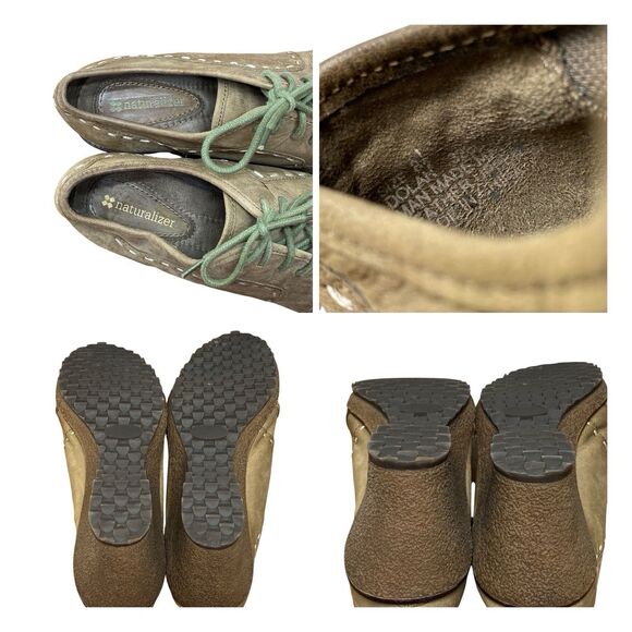 Naturalizer Dolan Wedge Lace Up Oxford Shoes Green Leather Women’s Sz 8.5 (HF2) - Picture 7 of 11